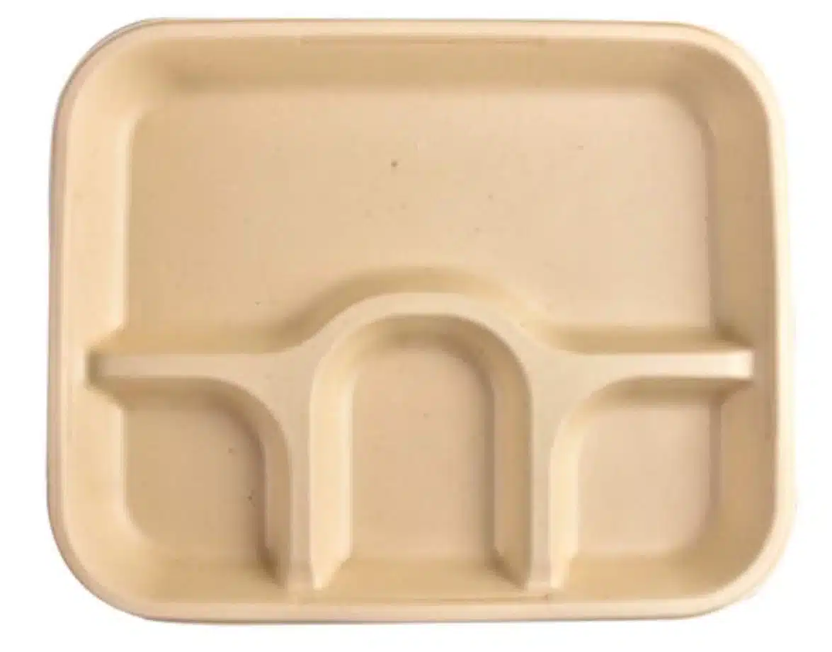 Eco-Friendly 4-Compartment Biodegradable Meal Tray