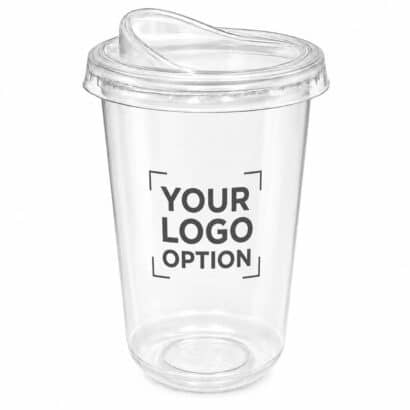 Trendy clear U-shape curved bottom disposable plastic glass with sipper lid