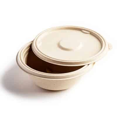 Premium eco-friendly anti-leak bagasse round food bowl with matching lid