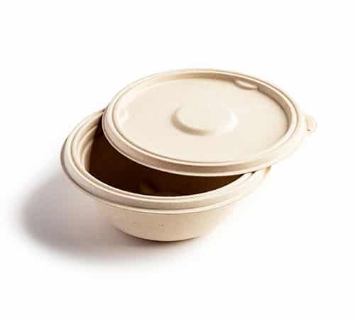 Premium eco-friendly anti-leak bagasse round food bowl with matching lid