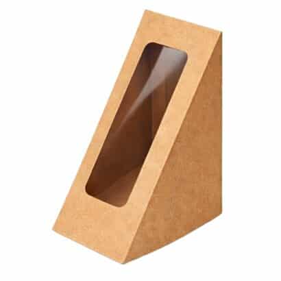 Eco-friendly brown kraft paper sandwich wedge box with window and standard burger box