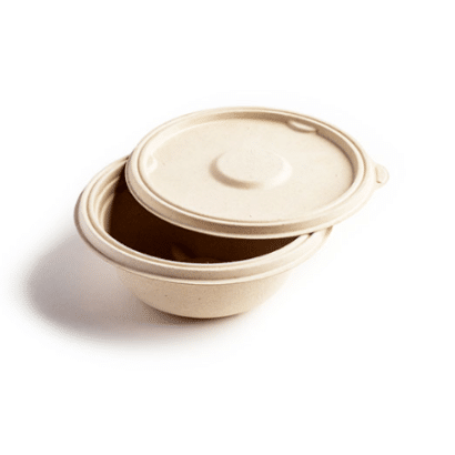 Premium eco-friendly biodegradable bagasse bowl with matching lid