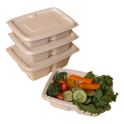 Premium eco-friendly anti-leak bagasse round food bowl with matching lid