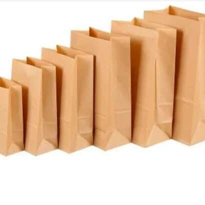 Brown kraft square bottom paper carry bags and foil lined naan bag